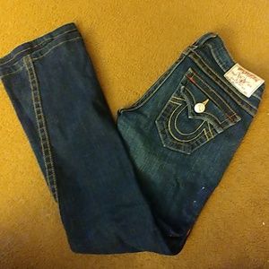 True Religion size 26 blue denim flare jeans